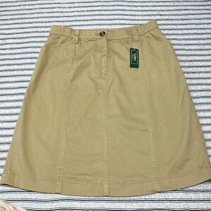 NWT L.L.Bean Skirt  Khaki Classic Fit A Line Elastic Waistband Pockets size 14 R
